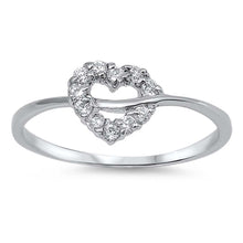 Load image into Gallery viewer, Sterling Silver Trendy Heart Design with Clear Cz RingAnd Face Height of 7MM