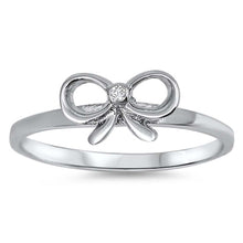 Load image into Gallery viewer, Sterling Silver Stylish Bow Ribbon Design with Single Cz RingAnd Face Height of 7MM