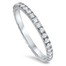 Load image into Gallery viewer, Sterling Silver Eternity Band with Clear CzAnd Face Height of 2MM