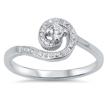 Load image into Gallery viewer, Sterling Silver Trendy Swirl Design with Clear Cz RingAnd Face Height of 9MM