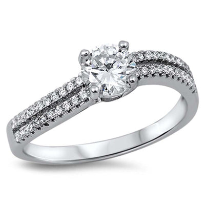 Sterling Silver Solitaire Round with Clear Cz RingAnd Face Height of 6MM