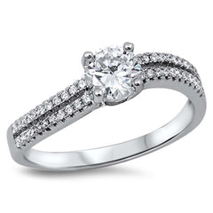 Sterling Silver Solitaire Round with Clear Cz RingAnd Face Height of 6MM