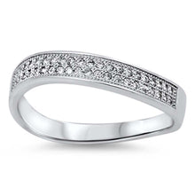 Load image into Gallery viewer, Sterling Silver Micro Pave Clear Cz Curve Band Ring with Face Height of 4MM