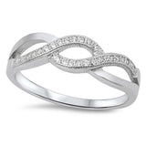 Sterling Silver Modish Inifinity Design with Clear Cz RingAnd Face Height of 6MM