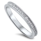 Sterling Silver Eternity Band with Clear Cz RingAnd Face Height of 2MM