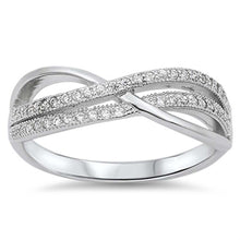 Load image into Gallery viewer, Sterling Silver Trendy Inifinity Design with Clear Cz RingAnd Face Height of 6MM