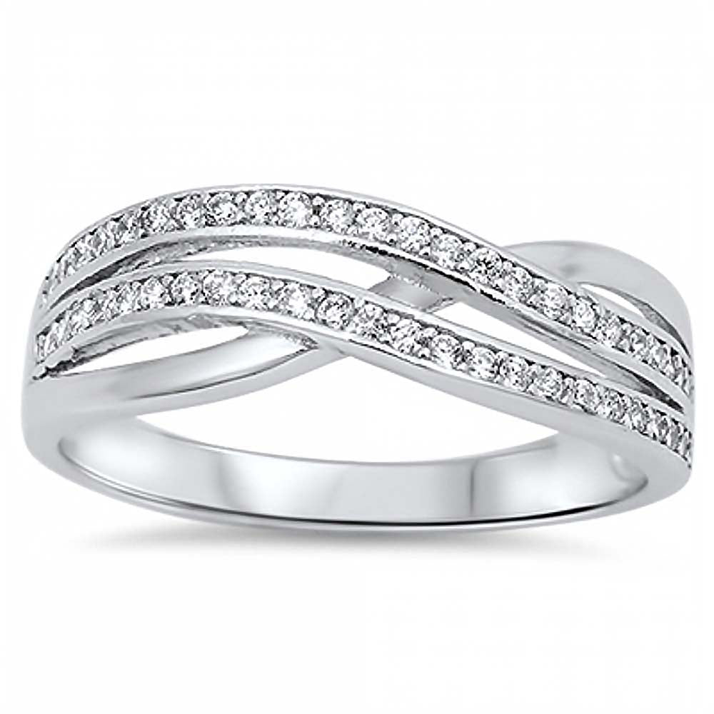 Sterling Silver Modish Inifinity Design with Clear Cz Band RingAnd Face Height of 5MM