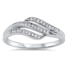 Load image into Gallery viewer, Sterling Silver Elegant Design with Clear Cz Band RingAnd Face Height of 8MM