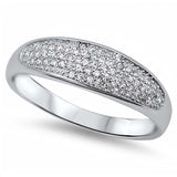 Sterling Silver Micro Pave Clear Cz Band Ring with Face Height of 6MM