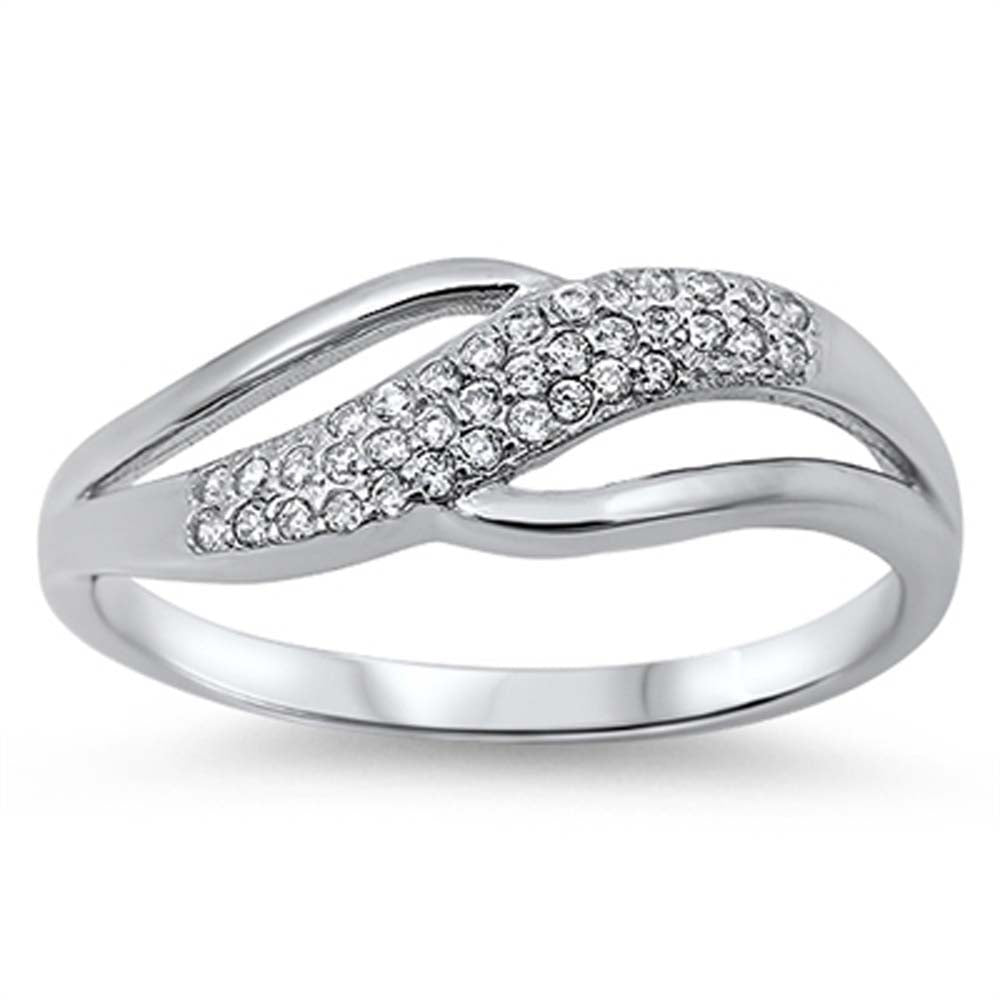 Sterling Silver Stylish Infinity Design with Clear Cz RingAnd Face Height of 7MM