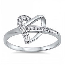 Load image into Gallery viewer, Sterling Silver Fancy Heart Knot Design with Clear Cz RingAnd Face Height of 10MM