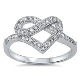 Sterling Silver Stylish Heart Infinity Design with Clear Cz RingAnd Face Height of 12MM