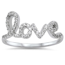 Load image into Gallery viewer, Sterling Silver Cursive Love Design with Clear Cz RingAnd Face Height of 10MM