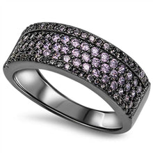 Load image into Gallery viewer, Sterling Silver Wedding Band Shaped Amethyst CZ RingAnd Face Height 8mm