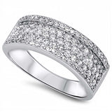 Sterling Silver Wedding Band Shaped Clear CZ RingAnd Face Height 8mm