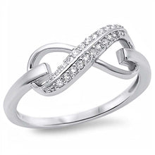 Load image into Gallery viewer, Sterling Silver Modish Infinity Band with Clear Czs Inlaid RingAnd Face Height of 8MM