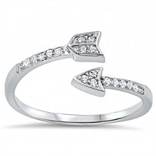 Load image into Gallery viewer, Sterling Silver Trendy Arrow Design Clear Czs Band Ring with Face Height of 8MM