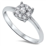 Sterling Silver Elegant Solitaire Round Clear Cz Ring with Face Height of 7MM