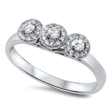 Load image into Gallery viewer, Sterling Silver Stylish Three Halo Set with Clear Czs RingAnd Face Height of 6MM