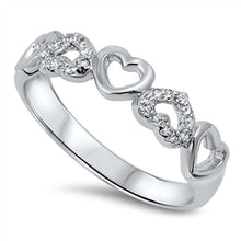 Load image into Gallery viewer, Sterling Silver Trendy Upside Down Multi Cut-Out Heart Design with Clear CzsAnd Face Height of 6MM