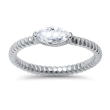Load image into Gallery viewer, Sterling Silver Classy Marquise Cut Clear Cz Twisted Band Ring with Face Height of 4MM