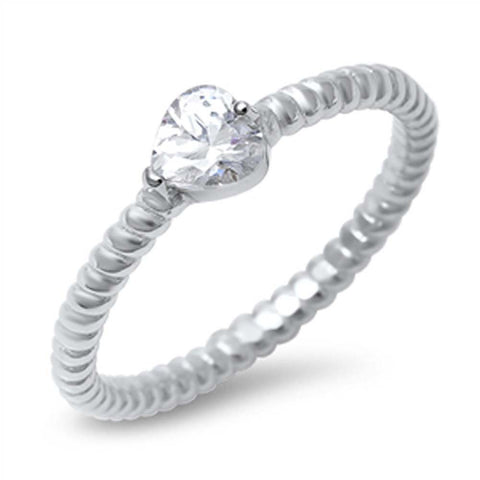 Sterling Silver Classy Pearshape Cut Clear Cz Twisted Band Ring with Face Height of 5MM