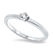 Load image into Gallery viewer, Sterling Silver Fancy Small Star Design Centered with Clear Cz Band RingAnd Face Height of 5MM