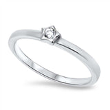 Sterling Silver Fancy Small Star Design Centered with Clear Cz Band RingAnd Face Height of 5MM