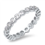 Sterling Silver Multi Round Cut Clear Czs on Bezel Setting Eternity Band Ring with Band Width of 3MM