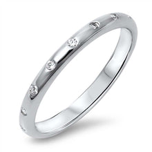 Load image into Gallery viewer, Sterling Silver Classy Band Ring Set with Multi Clear CzsAnd Band Width of 3MM