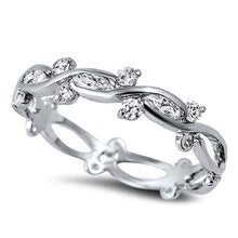 Load image into Gallery viewer, Sterling Silver Stylish Vine Design with Clear CzsAnd Face Height of 5MM