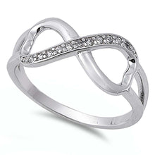 Load image into Gallery viewer, Sterling Silver Trendy Infinity Heart Design with Clear Czs Inlaid RingAnd Face Height of 9MM