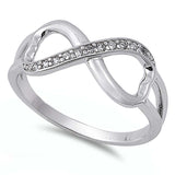 Sterling Silver Trendy Infinity Heart Design with Clear Czs Inlaid RingAnd Face Height of 9MM