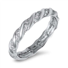 Load image into Gallery viewer, Sterling Silver Spinner Shaped Clear CZ RingAnd Band Width 4mm