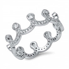 Load image into Gallery viewer, Sterling Silver Fancy Crown Design Embedded with Clear Cz Stones RingAnd Face Height of 6MM