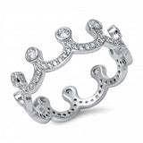 Sterling Silver Fancy Crown Design Embedded with Clear Cz Stones RingAnd Face Height of 6MM