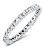 Sterling Silver Fancy Stackable Band Ring Set with Round Cut Clear Cz StoneAnd Band Width of 2MM