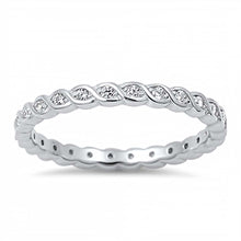 Load image into Gallery viewer, Sterling Silver Classy Twisted Eternity Band Ring Embedded with Clear Cz StoneAnd Band Width of 2MM