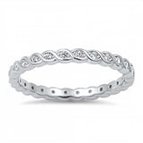 Sterling Silver Classy Twisted Eternity Band Ring Embedded with Clear Cz StoneAnd Band Width of 2MM