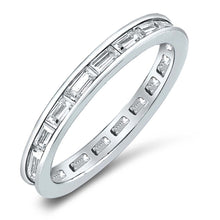Load image into Gallery viewer, Sterling Silver Fancy Eternity Band Ring Set with Straight Baguette Clear Czs on Channel SettingAnd Band Width of 3MM