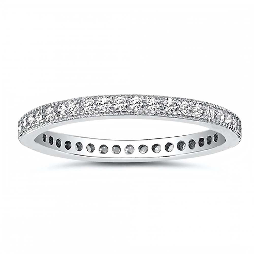 Sterling Silver Spinner Round Shaped Clear CZ RingAnd Band Width 3mm