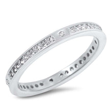 Load image into Gallery viewer, Sterling Silver Fancy Eternity Band Ring Set with Round Cut Clear CzsAnd Band Width of 2MM
