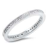 Sterling Silver Fancy Eternity Band Ring Set with Round Cut Clear CzsAnd Band Width of 2MM
