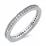 Sterling Silver Round Wedding Band Shaped Clear CZ RingAnd Band Width 2mm