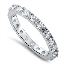 Load image into Gallery viewer, Sterling Silver Classy Eternity Band Ring Set with Clear CzsAnd Band Width of 4MM