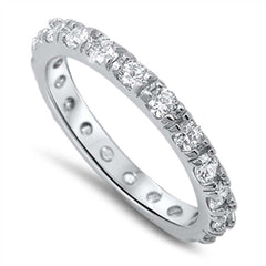 Sterling Silver Classy Eternity Band Ring Set with Clear CzsAnd Band Width of 4MM