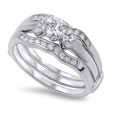 Load image into Gallery viewer, Sterling Silver Round Wedding Sets With Cubic Zirconia Ring