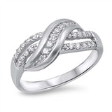 Sterling Silver Elegant Infinity Design Inlaid with Clear Czs RingAnd Face Height of 9MM