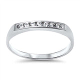 Sterling Silver Classy Channel Set with Round Cut Clear Czs Square Shaped Band RingAnd Face Height of 3MM