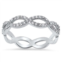 Load image into Gallery viewer, Sterling Silver Infinity Shaped Clear CZ RingAnd Face Height 4mm